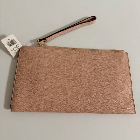 MICHAEL KORS JET SET TRAVEL XL CLUTCH WRISTLET PEBBLED LEATHER PINK BLOSSOM - Picture 3 of 9